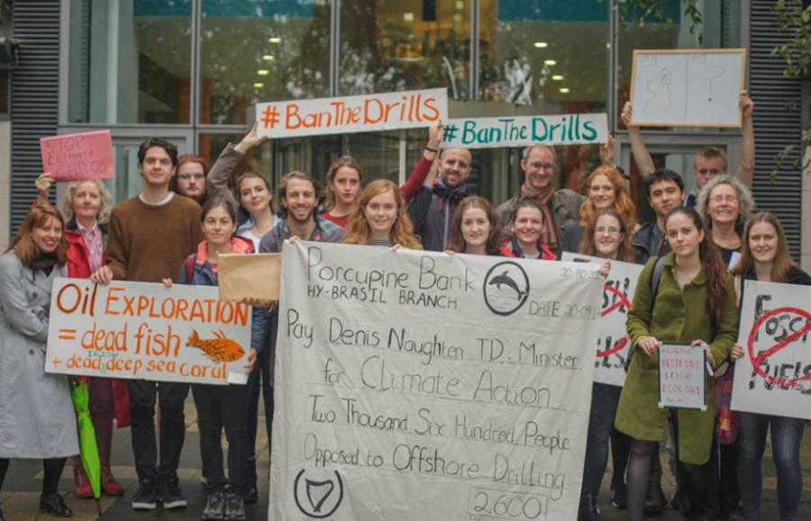 Image shows anti-fossil fuel campaigners in Dublin.